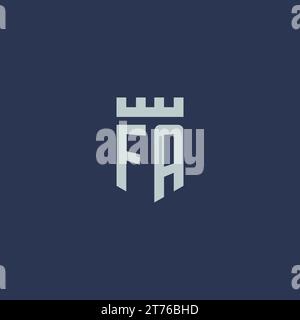 FA logo monogram with fortress castle and shield style design ideas Stock Vector