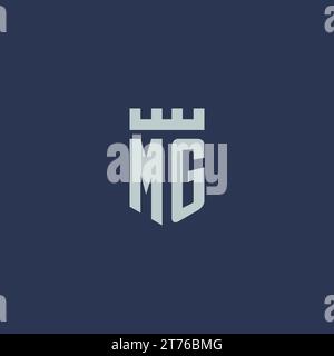 MG logo monogram with fortress castle and shield style design ideas Stock Vector