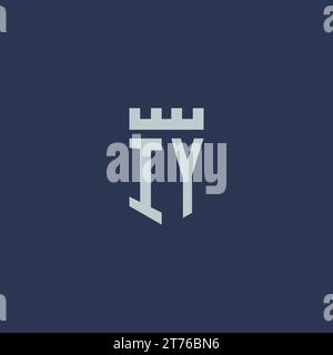 IY logo monogram with fortress castle and shield style design ideas Stock Vector
