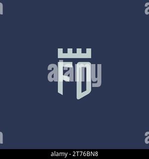 FO logo monogram with fortress castle and shield style design ideas Stock Vector