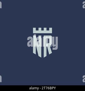 NR logo monogram with fortress castle and shield style design ideas Stock Vector