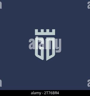 GD logo monogram with fortress castle and shield style design ideas Stock Vector