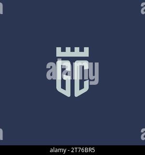 GC logo monogram with fortress castle and shield style design ideas Stock Vector