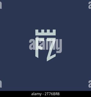 FZ logo monogram with fortress castle and shield style design ideas Stock Vector