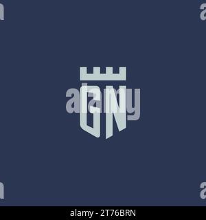 GN logo monogram with fortress castle and shield style design ideas Stock Vector