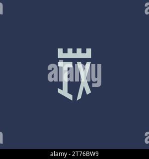 IX logo monogram with fortress castle and shield style design ideas Stock Vector
