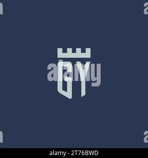 GY logo monogram with fortress castle and shield style design ideas Stock Vector