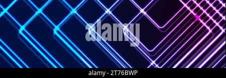 Blue ultraviolet glowing neon lines abstract tech banner. Futuristic vector background Stock Vector