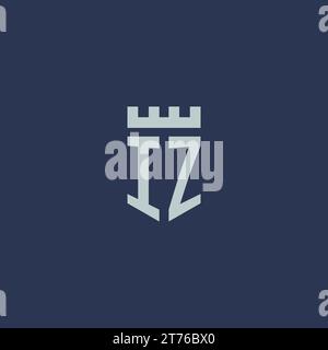 IZ logo monogram with fortress castle and shield style design ideas Stock Vector