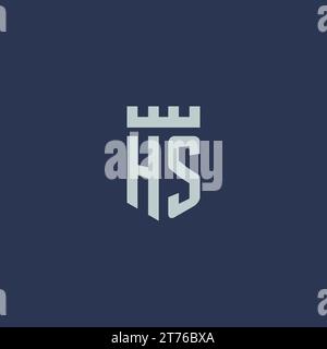 HS logo monogram with fortress castle and shield style design ideas Stock Vector