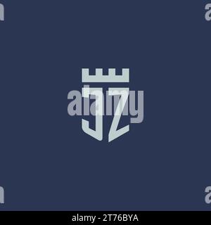 Monogram JZ with shield fortress logo design style vector graphic Stock ...