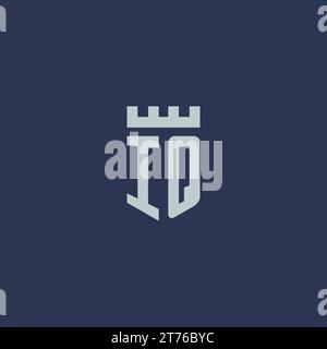 IQ logo monogram with fortress castle and shield style design ideas Stock Vector