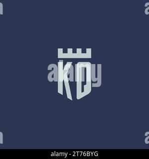 KQ logo monogram with fortress castle and shield style design ideas Stock Vector