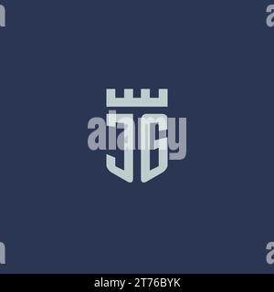 JG logo monogram with fortress castle and shield style design ideas Stock Vector