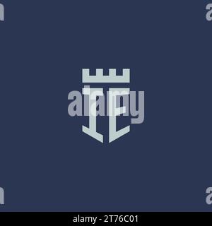 IE logo monogram with fortress castle and shield style design ideas Stock Vector