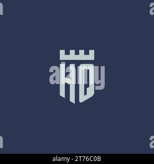 HQ logo monogram with fortress castle and shield style design ideas Stock Vector