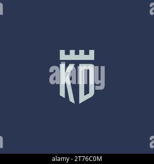 KD logo monogram with fortress castle and shield style design ideas Stock Vector