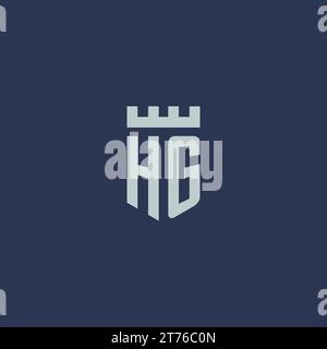 HG logo monogram with fortress castle and shield style design ideas Stock Vector