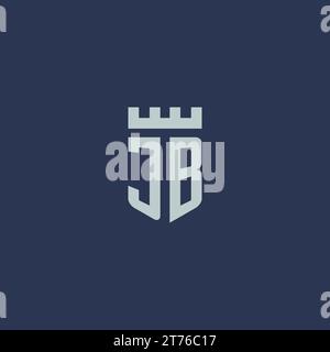 JB logo monogram with fortress castle and shield style design ideas Stock Vector