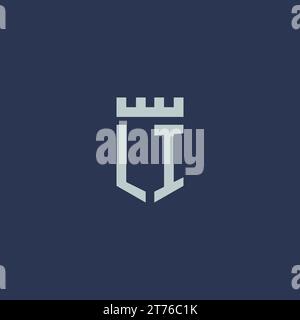 LI logo monogram with fortress castle and shield style design ideas Stock Vector