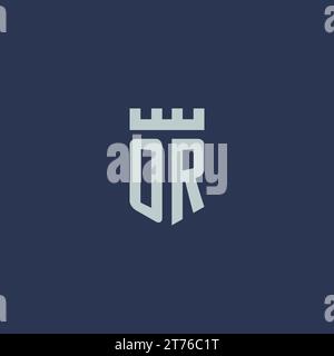 OR logo monogram with fortress castle and shield style design ideas Stock Vector