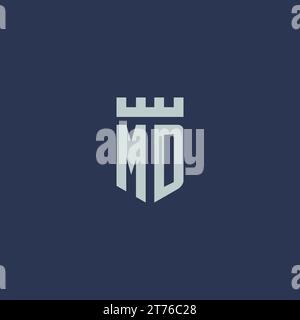 MD logo monogram with fortress castle and shield style design ideas Stock Vector