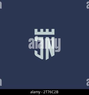 JN logo monogram with fortress castle and shield style design ideas Stock Vector