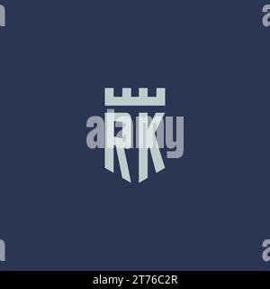 RK logo monogram with fortress castle and shield style design ideas Stock Vector