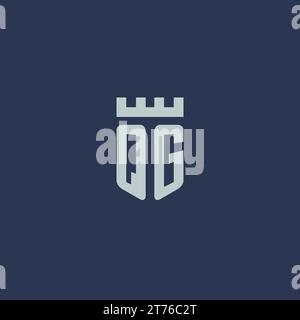 QG logo monogram with fortress castle and shield style design ideas Stock Vector