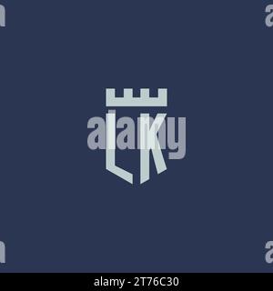 LK logo monogram with fortress castle and shield style design ideas Stock Vector
