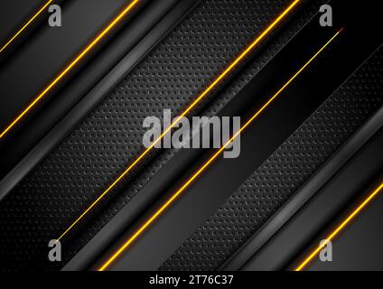 Futuristic technology abstract perforated background with neon glowing lines. Vector design Stock Vector