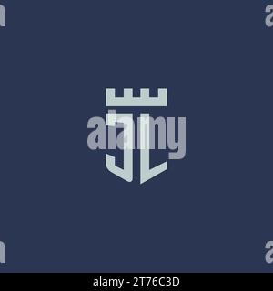 JL logo monogram with fortress castle and shield style design ideas Stock Vector