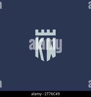 KW logo monogram with fortress castle and shield style design ideas Stock Vector