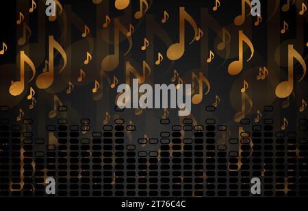 Black and golden abstract luxury music vector background Stock Vector