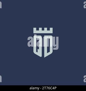 QD logo monogram with fortress castle and shield style design ideas Stock Vector