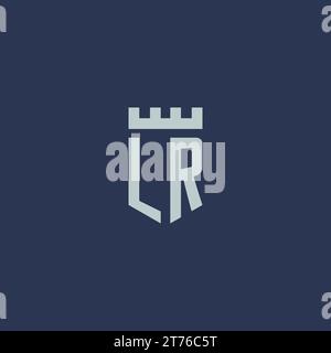 LR logo monogram with fortress castle and shield style design ideas Stock Vector