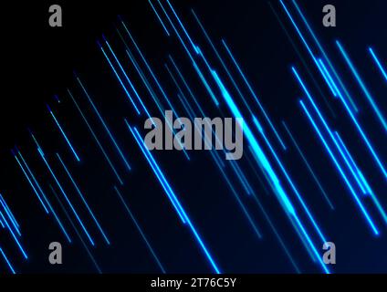 Dark blue glowing neon laser lines abstract background. Vector technology futuristic design Stock Vector