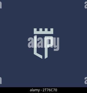 LP logo monogram with fortress castle and shield style design ideas Stock Vector