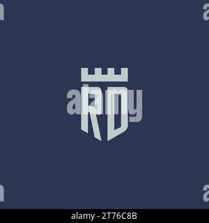 RD logo monogram with fortress castle and shield style design ideas Stock Vector