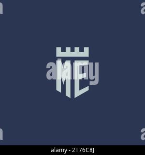 ME logo monogram with fortress castle and shield style design ideas Stock Vector