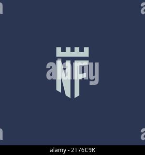 NF logo monogram with fortress castle and shield style design ideas Stock Vector