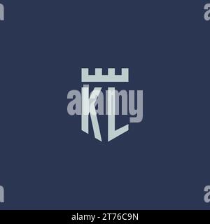 KL logo monogram with fortress castle and shield style design ideas Stock Vector