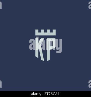 KP logo monogram with fortress castle and shield style design ideas Stock Vector