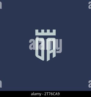 OA logo monogram with fortress castle and shield style design ideas Stock Vector