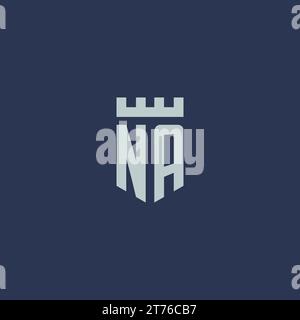 NA logo monogram with fortress castle and shield style design ideas Stock Vector