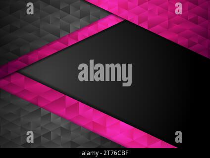 Black and purple abstract low poly geometric background. Technology vector design Stock Vector