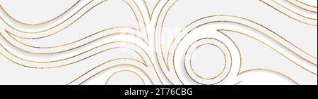 Grey and golden wavy pattern abstract background. Vector luxury banner design Stock Vector