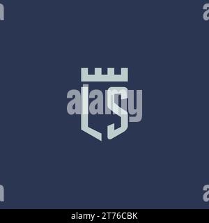 LS logo monogram with fortress castle and shield style design ideas Stock Vector