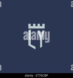 LY logo monogram with fortress castle and shield style design ideas Stock Vector