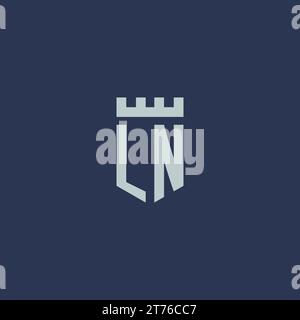 LN logo monogram with fortress castle and shield style design ideas Stock Vector